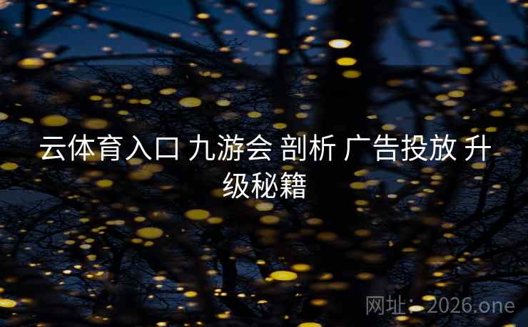 云体育入口 九游会 剖析 广告投放 升级秘籍