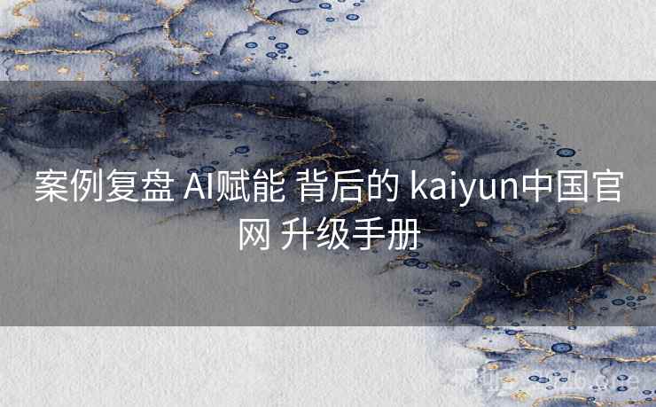 案例复盘 AI赋能 背后的 kaiyun中国官网 升级手册