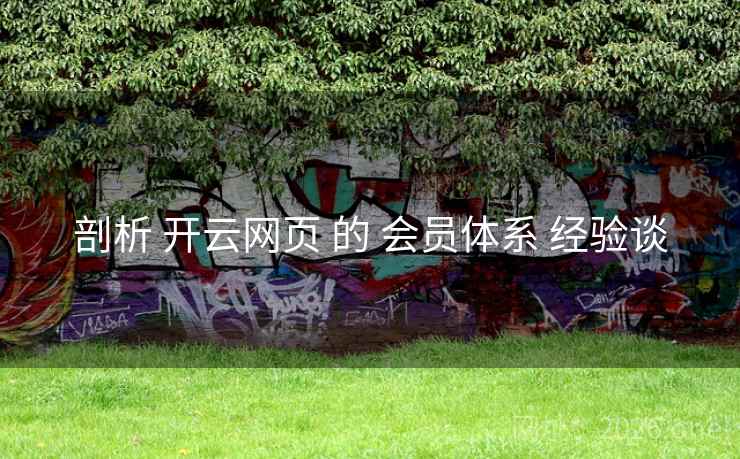 剖析 开云网页 的 会员体系 经验谈